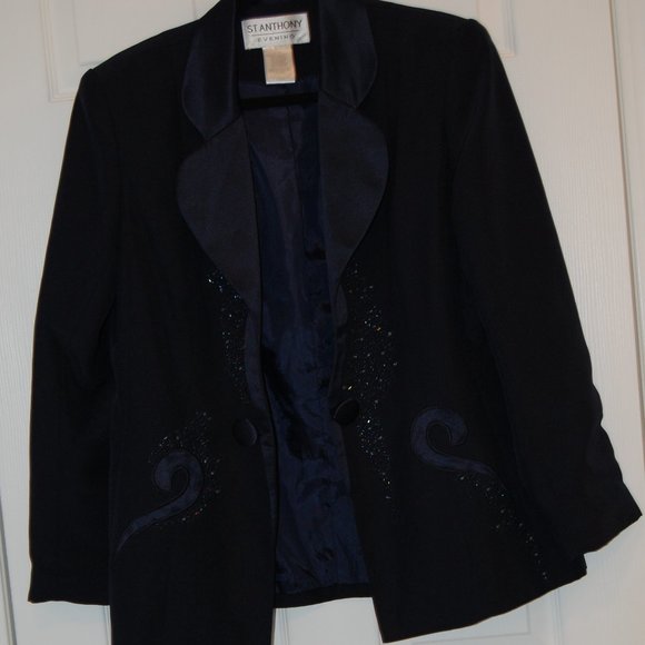 ST. ANTHONY Women's Midnight Blue Elegant  Dressy Jacket W/ Sequin Decor Size 12 - Picture 4 of 11
